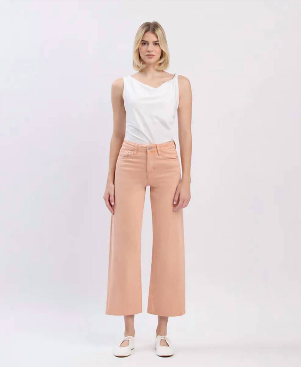NEW VERVET BY FLYING MONKEY olivia high rise cropped wide leg jeans in soft sand